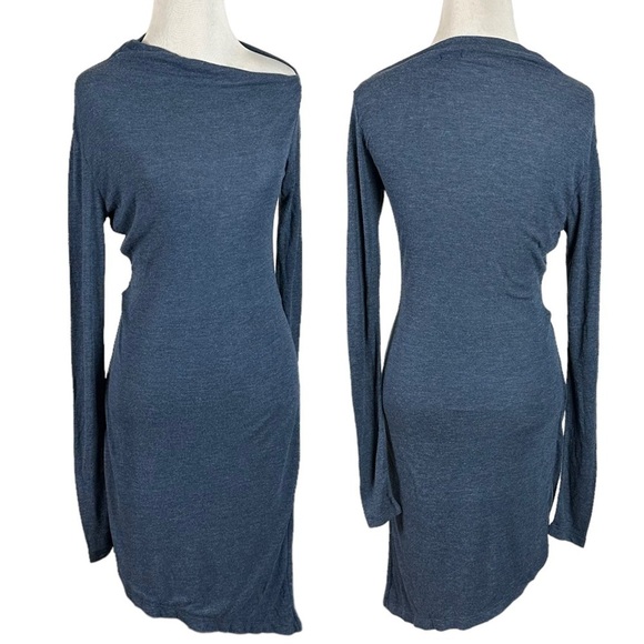 NEW Revolve MONROW Dress Asymmetrical Blue Knit BodyCon Midi Small - Picture 1 of 9